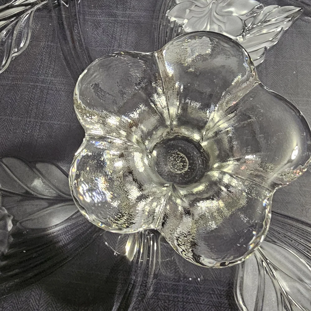Mikasa Clear Glass Floral Divided Serving Platter